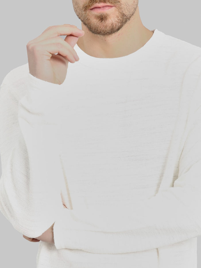 UES 100% Linen Long Sleeve T-Shirt White cuff