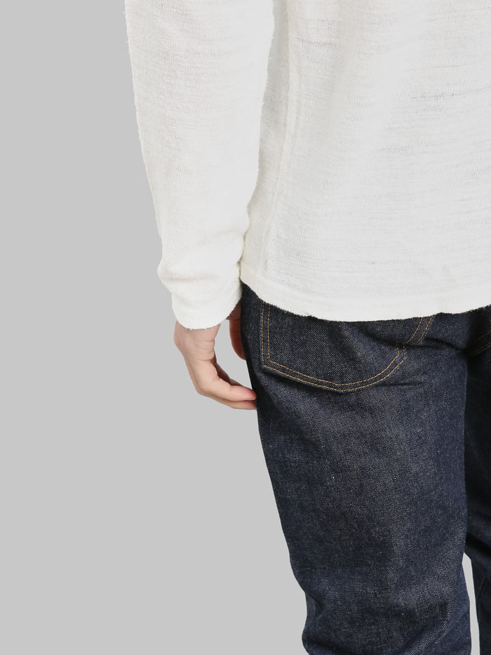 UES 100% Linen Long Sleeve T-Shirt White hem
