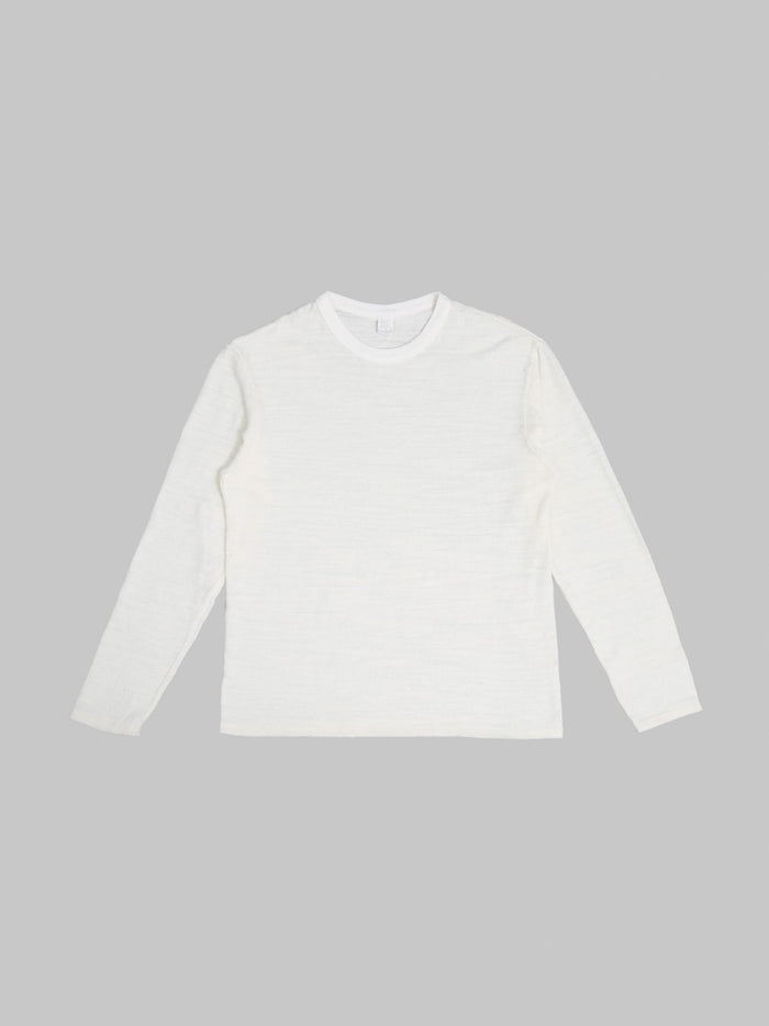 UES 100% Linen Long Sleeve T-Shirt White front