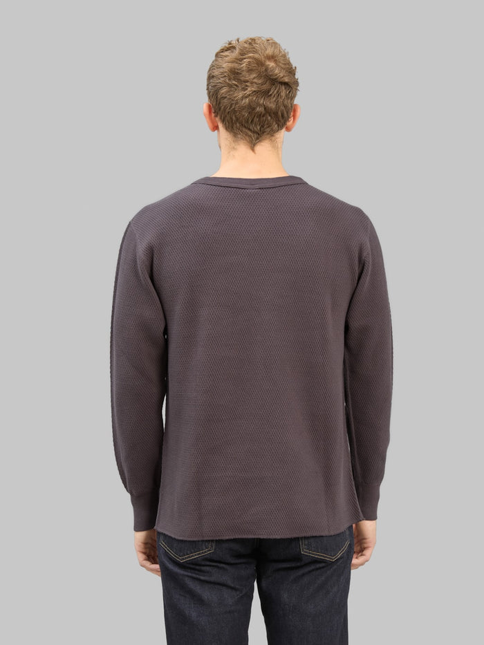 UES Double Honeycomb Thermal TShirt Purple Navy back look