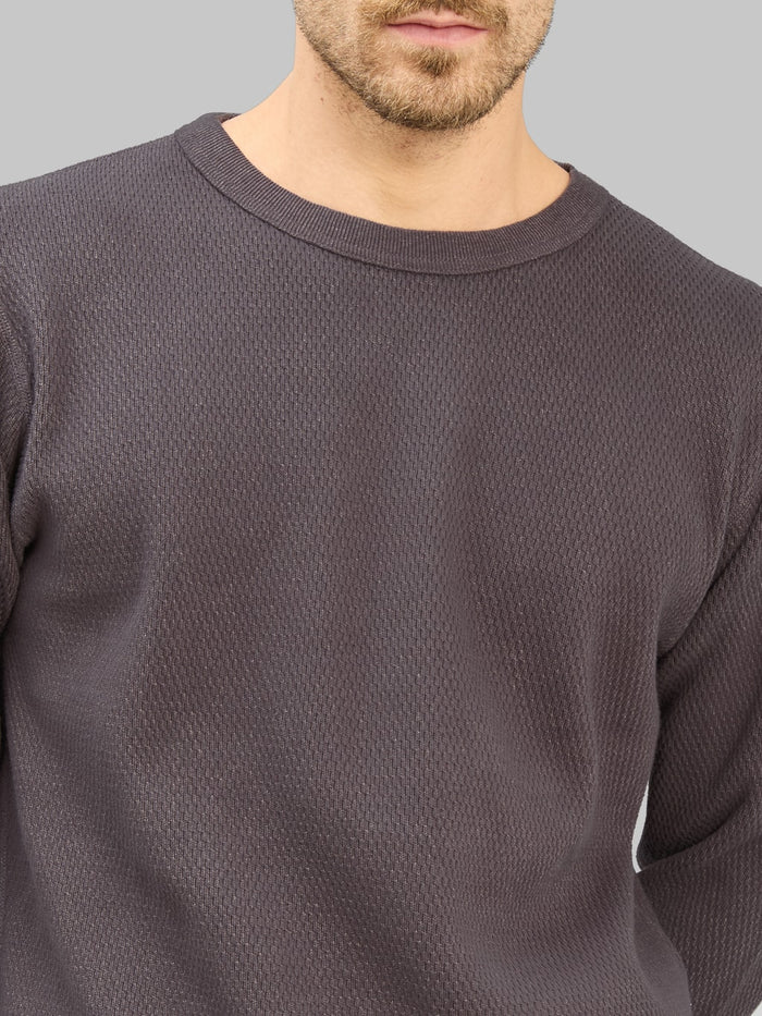 UES Double Honeycomb Thermal TShirt Purple Navy chest