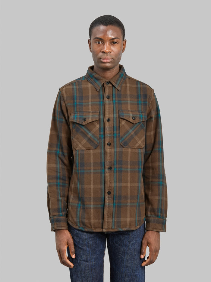 UES Extra Heavy Flannel Shirt Beige - Redcast Heritage Co.