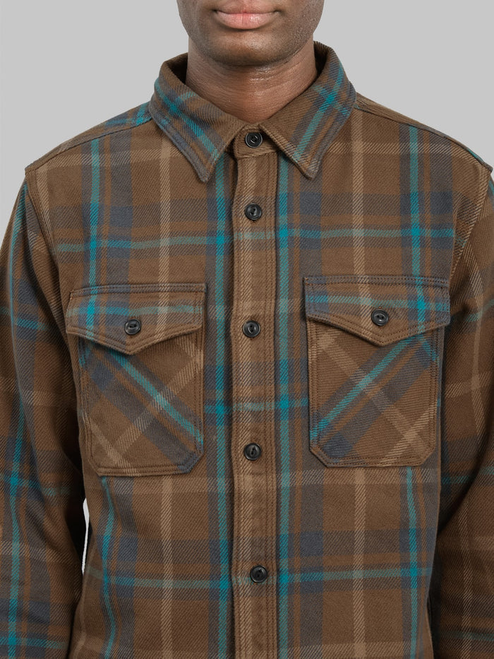 UES Extra Heavy Flannel Shirt Beige - Redcast Heritage Co.