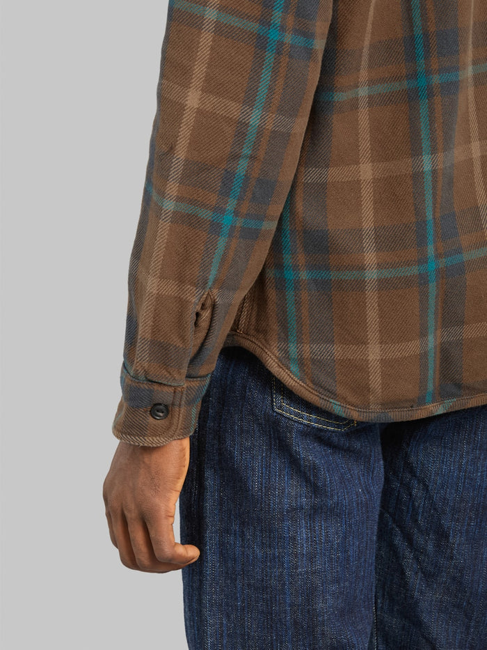 UES Extra Heavy Flannel Shirt Beige - Redcast Heritage Co.