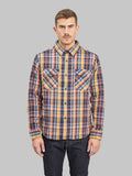ues heavy flannel shirt blue yellow model front fit