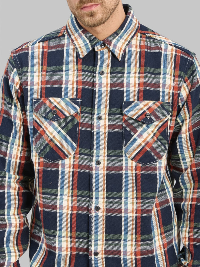 UES Heavy Flannel Shirt Navy - Redcast Heritage Co.