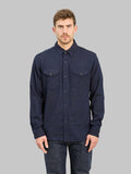UES Indigo Cotton Viyella Shirt front fit