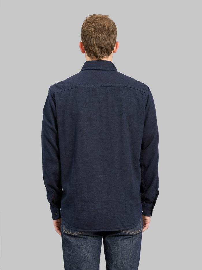 UES Indigo Cotton Viyella Shirt back fit