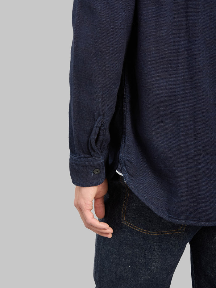 UES Indigo Cotton Viyella Shirt selvedge hem