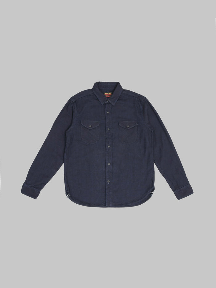 UES Indigo Cotton Viyella Shirt front