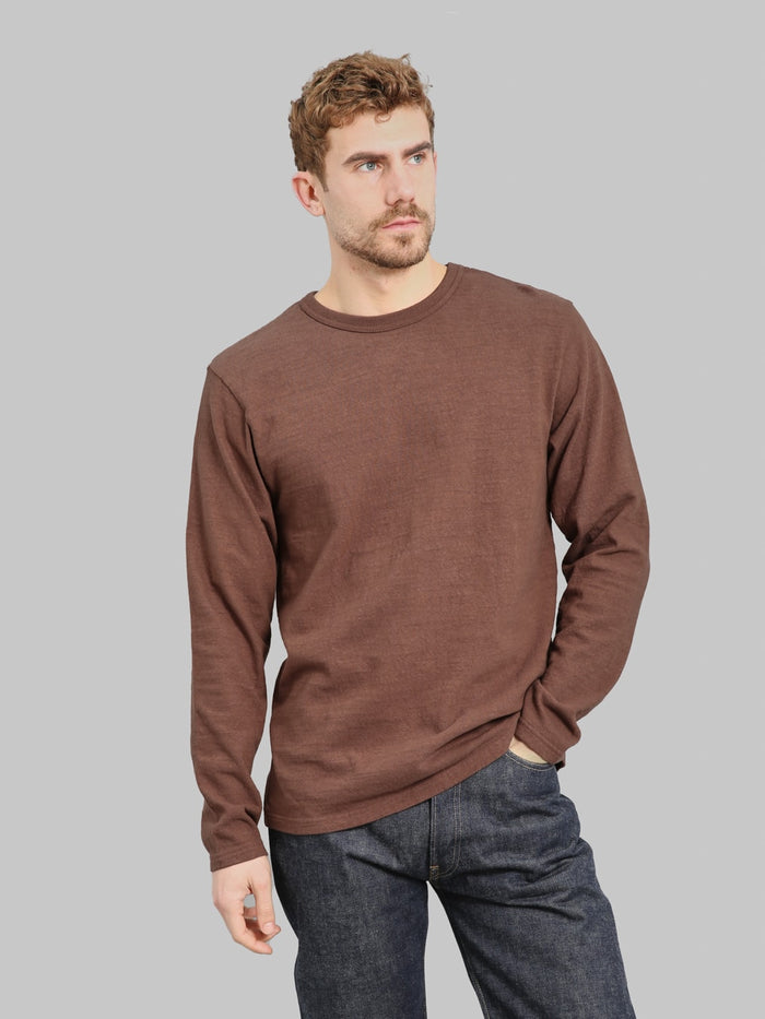 UES  No.8 Slub Nep Long Sleeve T-Shirt Coffee - Redcast Heritage Co.