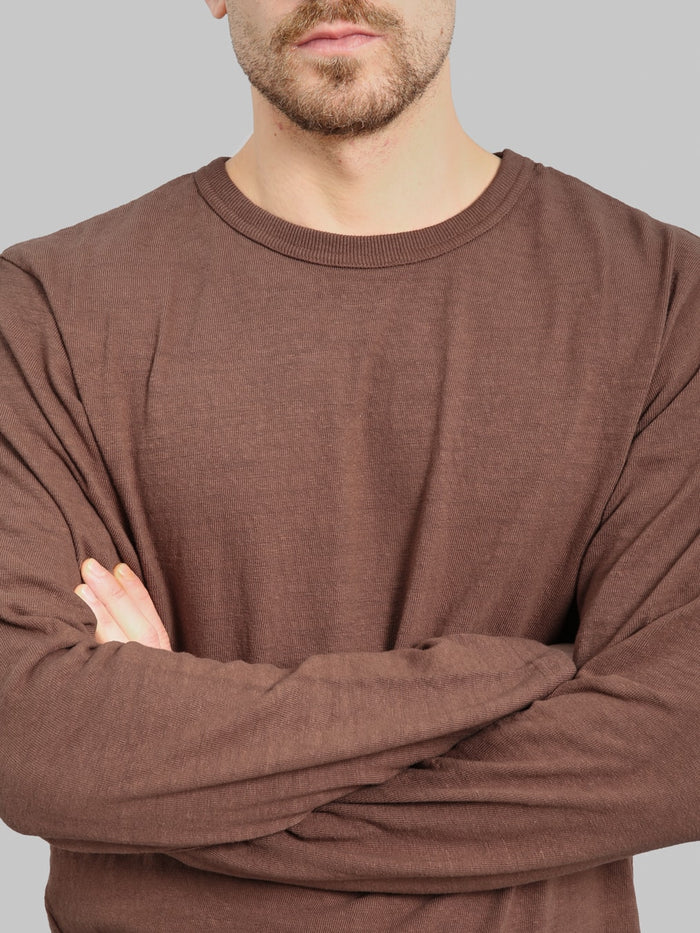 UES  No.8 Slub Nep Long Sleeve T-Shirt Coffee - Redcast Heritage Co.