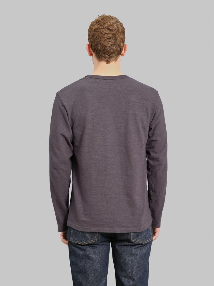 UES  No.8 Slub Nep Long Sleeve T-Shirt Purple Navy