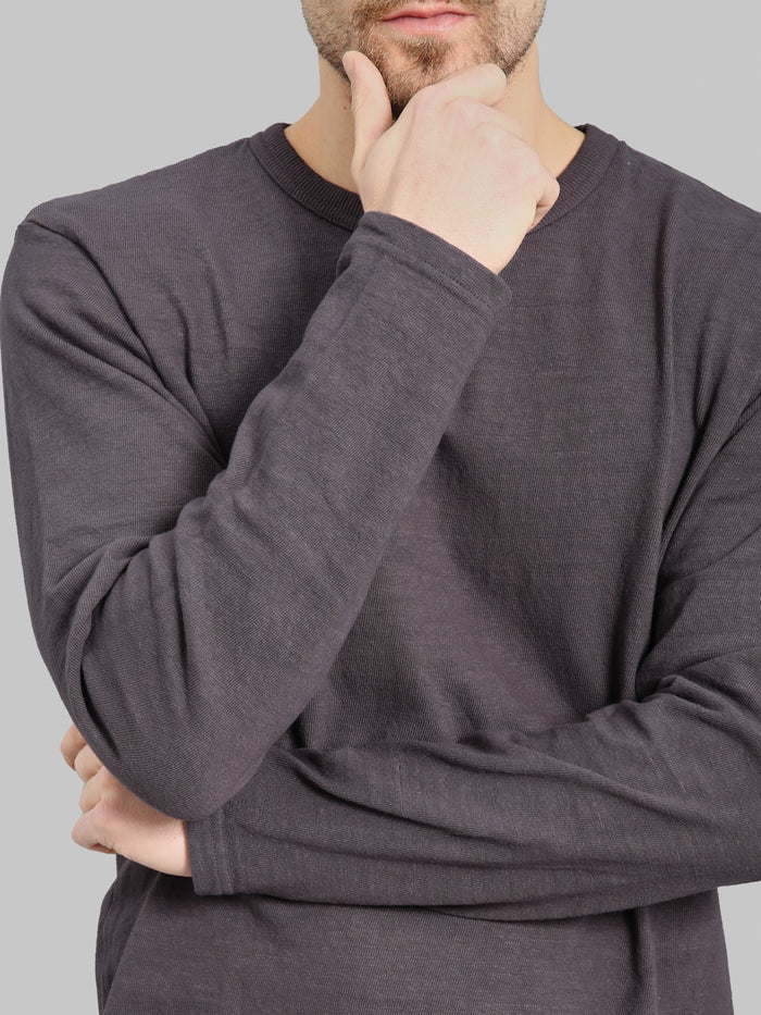 UES  No.8 Slub Nep Long Sleeve T-Shirt Purple Navy