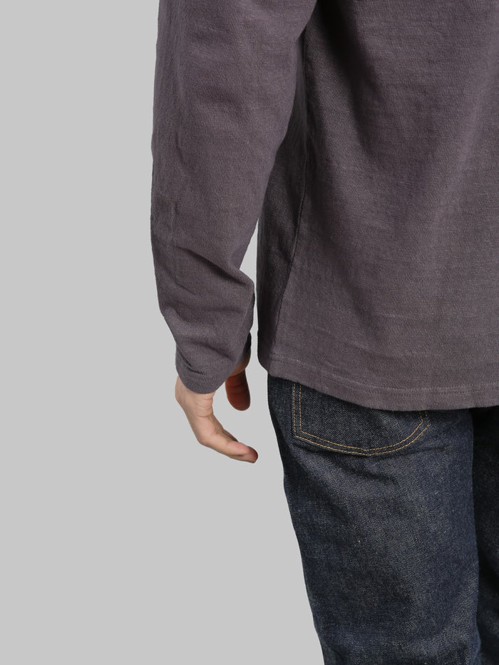UES  No.8 Slub Nep Long Sleeve T-Shirt Purple Navy