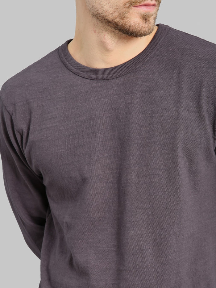 UES  No.8 Slub Nep Long Sleeve T-Shirt Purple Navy