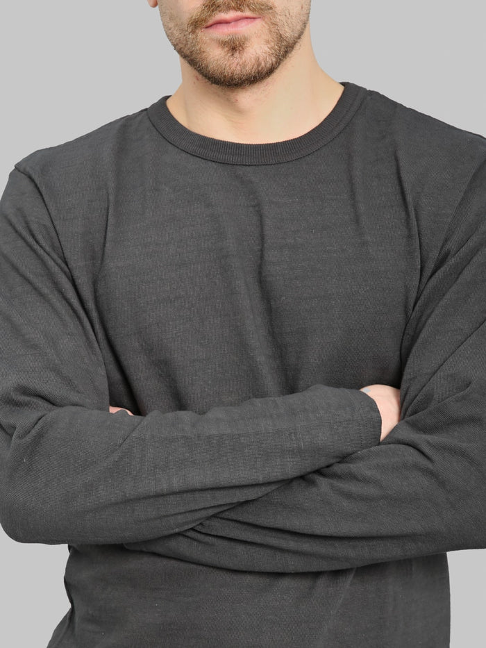 UES  No.8 Slub Nep Long Sleeve T-Shirt Steel Grey