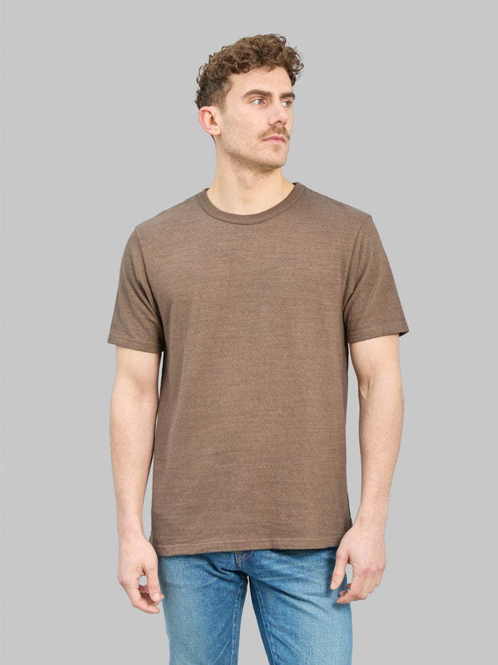 UES No8 Slub Nep Short Sleeve TShirt Coffee front look