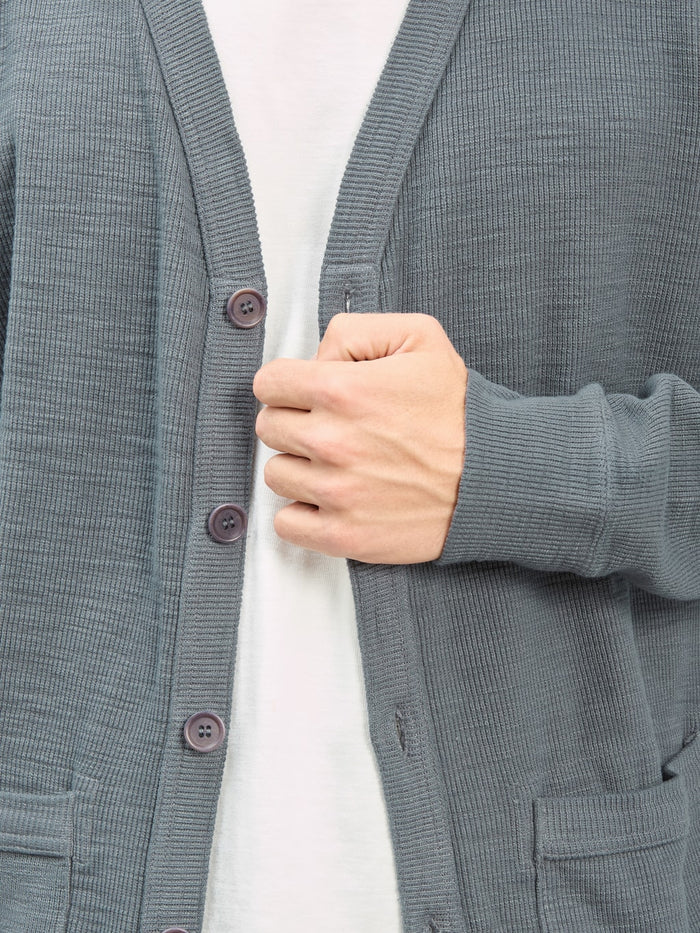 UES Single Rib Cardigan Grey details