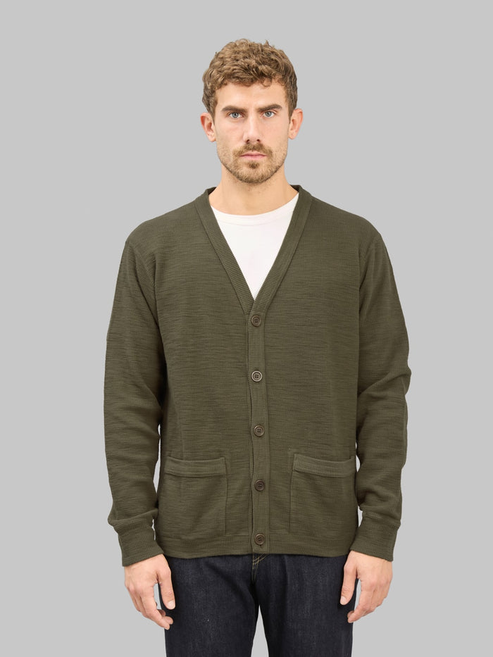 UES Single Rib Cardigan Olive - Redcast Heritage Co.
