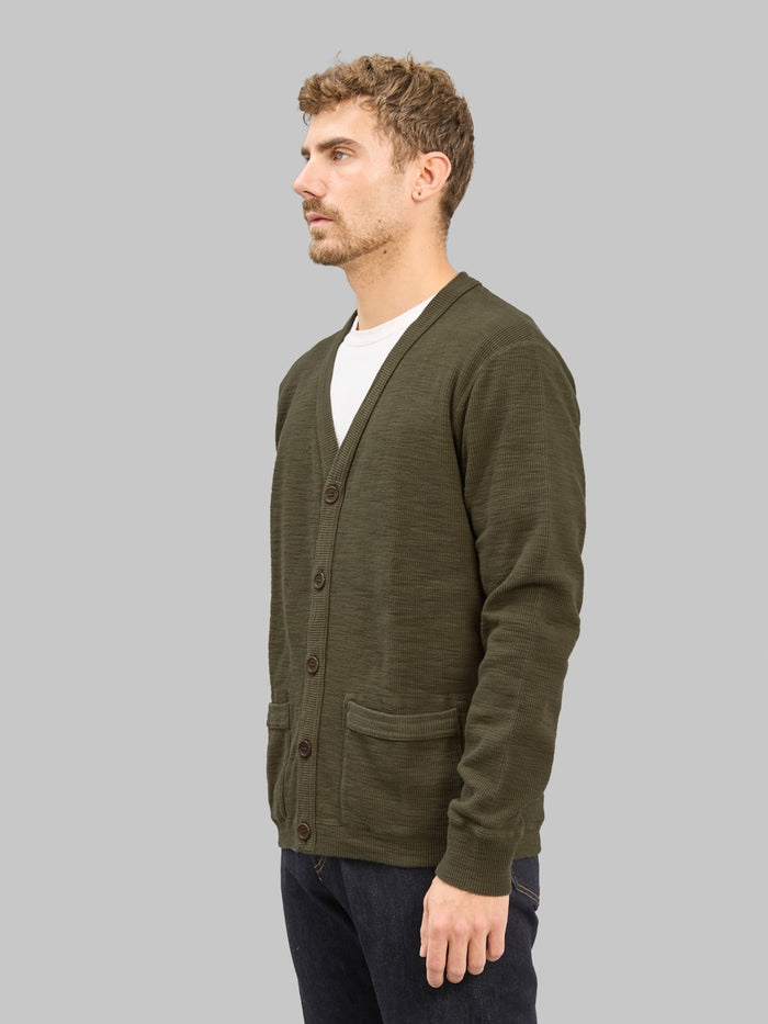 UES Single Rib Cardigan Olive - Redcast Heritage Co.