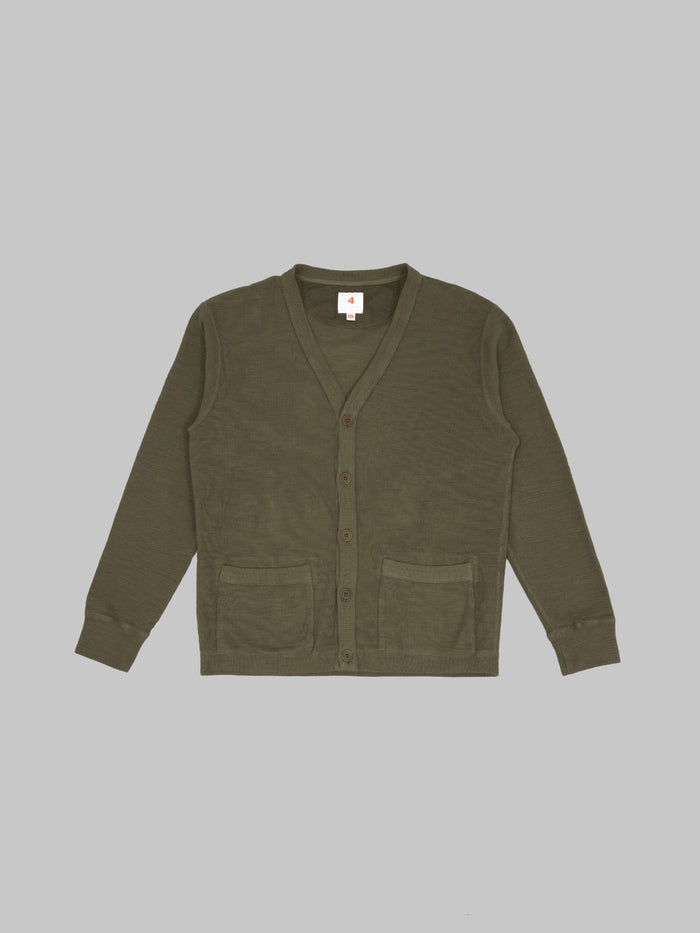 UES Single Rib Cardigan Olive - Redcast Heritage Co.
