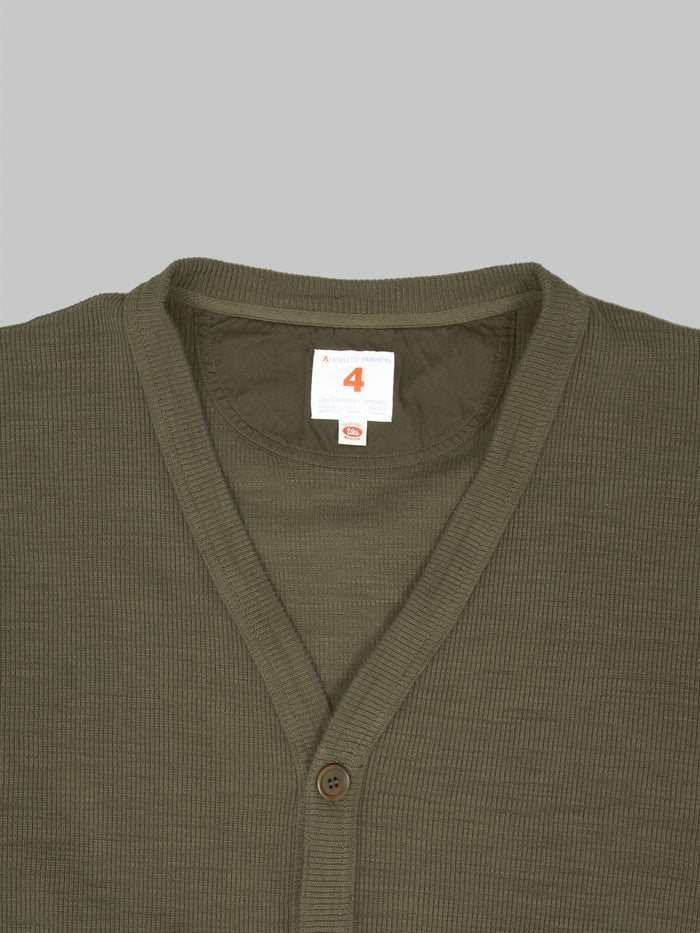 UES Single Rib Cardigan Olive - Redcast Heritage Co.