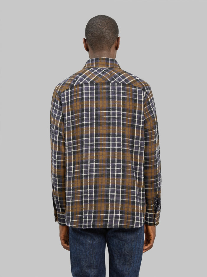 UES Slubby Flannel Shirt Purple back look
