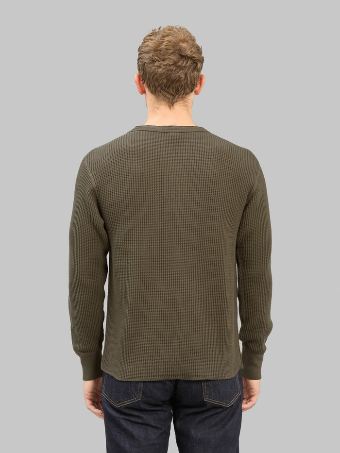 UES Thermal Big Waffle Henley T-Shirt Brown