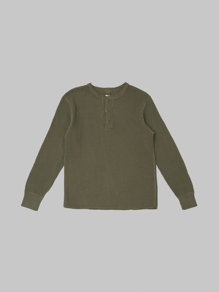 UES Thermal Big Waffle Henley T-Shirt Brown