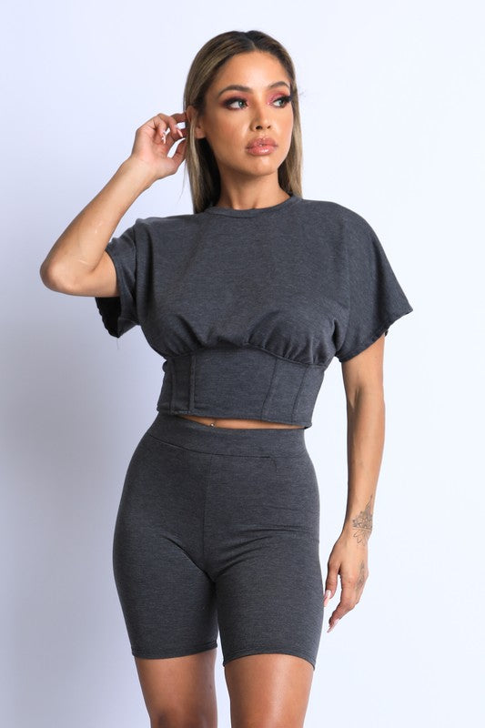 Unbothered Biker Set -Charcoal image 1
