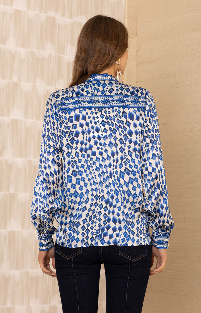 Vada Silk Top, color-Blue