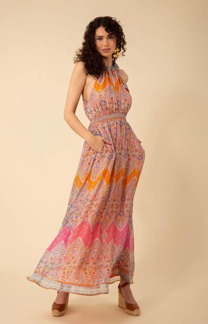 Vera Halter Maxi Dress, color_orange