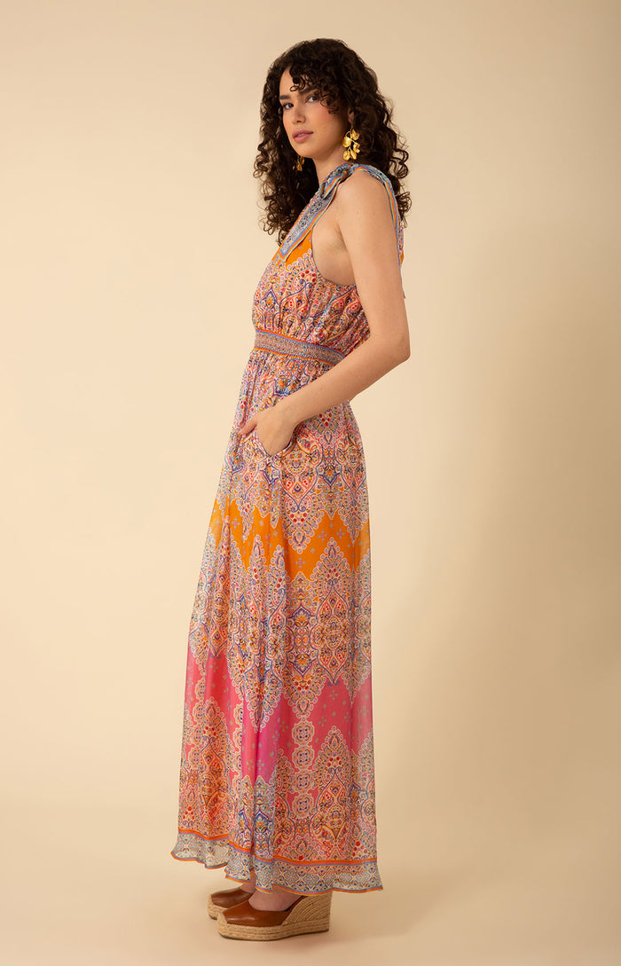 Vera Halter Maxi Dress, color_orange