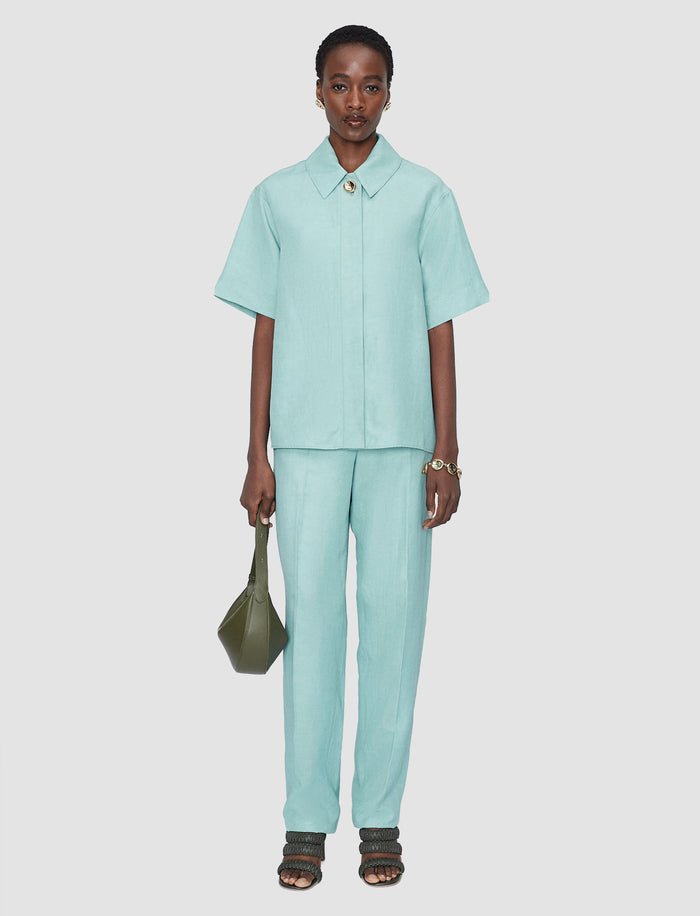 Blue Volu Light Linen Blend Shirt - Joseph