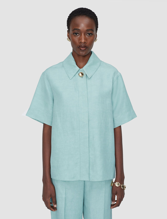 Blue Volu Light Linen Blend Shirt - Joseph