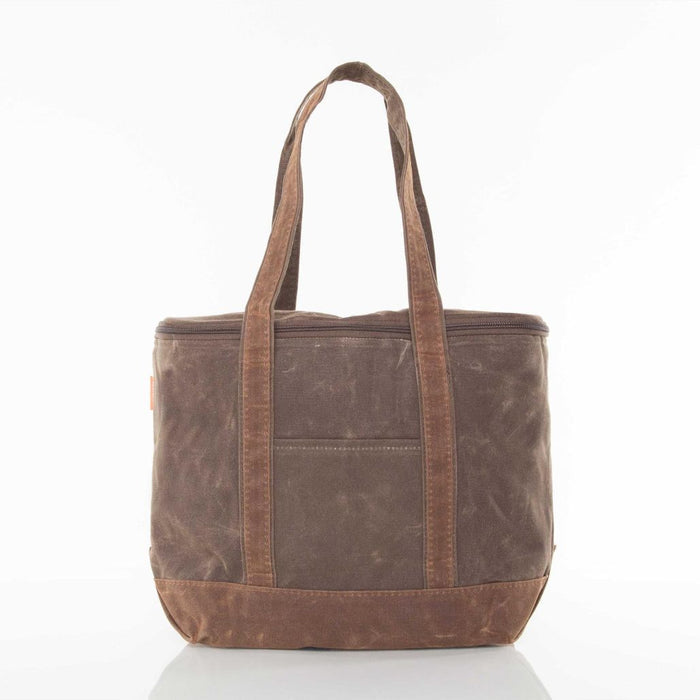 Waxed Canvas Large Lunch Tote Cooler Olive with Khaki
