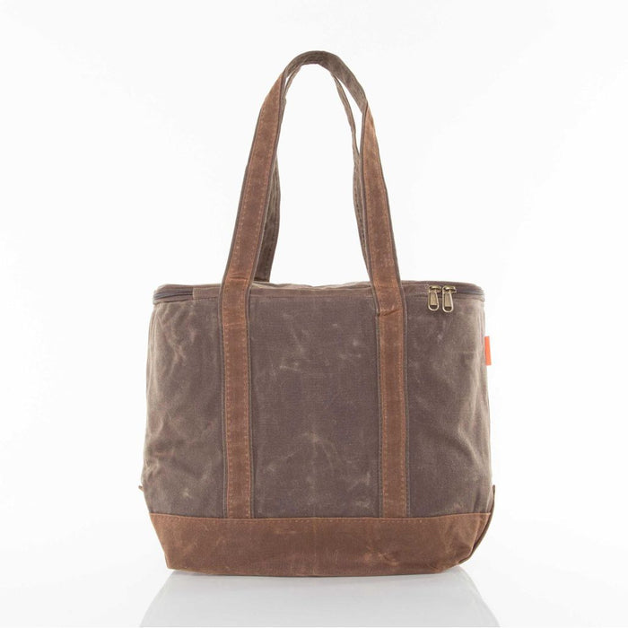 Waxed Canvas Large Lunch Tote Cooler Olive with Khaki