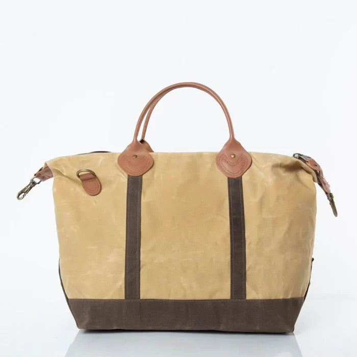 Waxed Canvas Weekender Bone with Olive Trim*