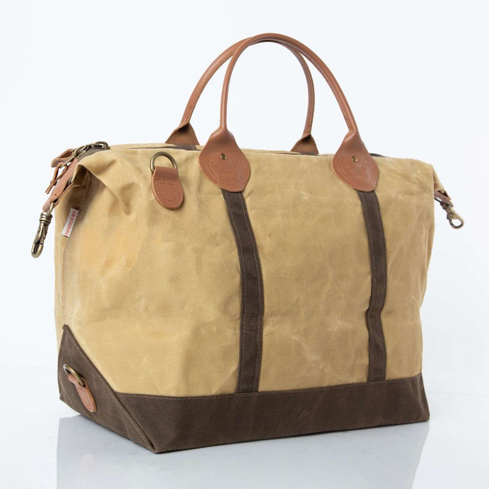 Waxed Canvas Weekender Bone with Olive Trim*