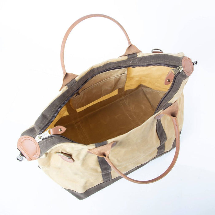 Waxed Canvas Weekender Bone with Olive Trim*
