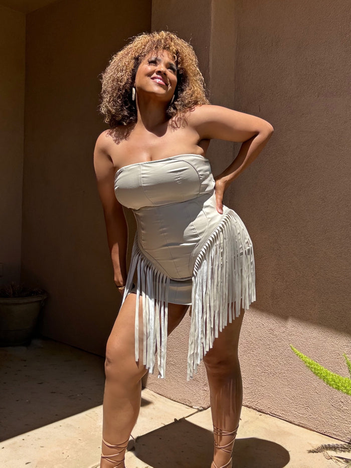 Western Fringe Leather Fest Dress image 0