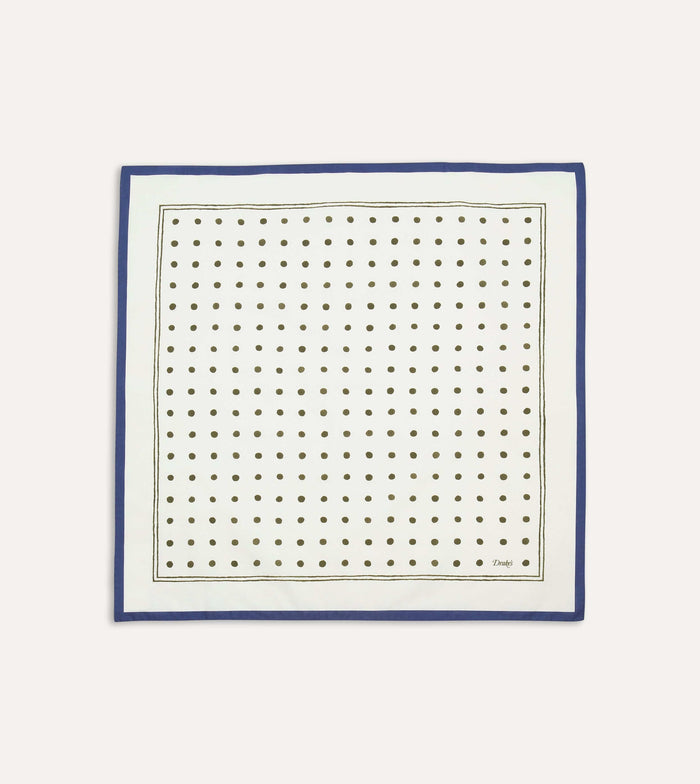 White and Green Polka Dot Print Bandana
