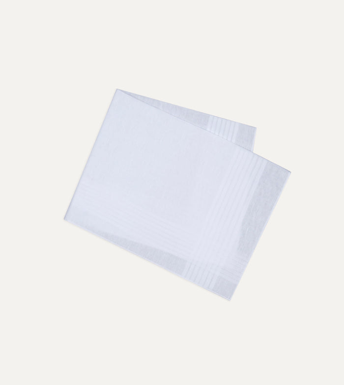 White Cotton-Linen Handkerchief