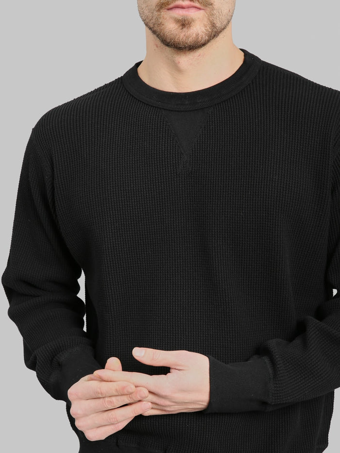 Whitesville Thermal T-Shirt V-Neck Black - Redcast Heritage Co.