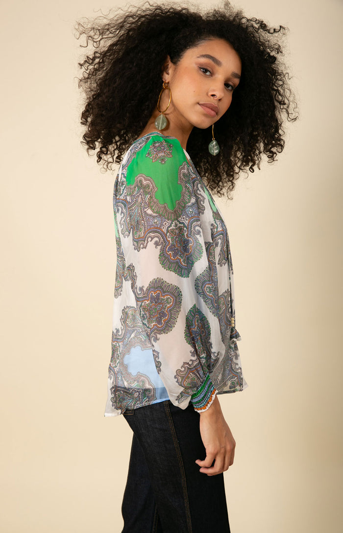 Willa Chiffon Top, color_blue