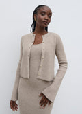 Ayo Is 5'9" & Wears Size UK S|Winnie Slim Fit Knit Cardigan - Beige
