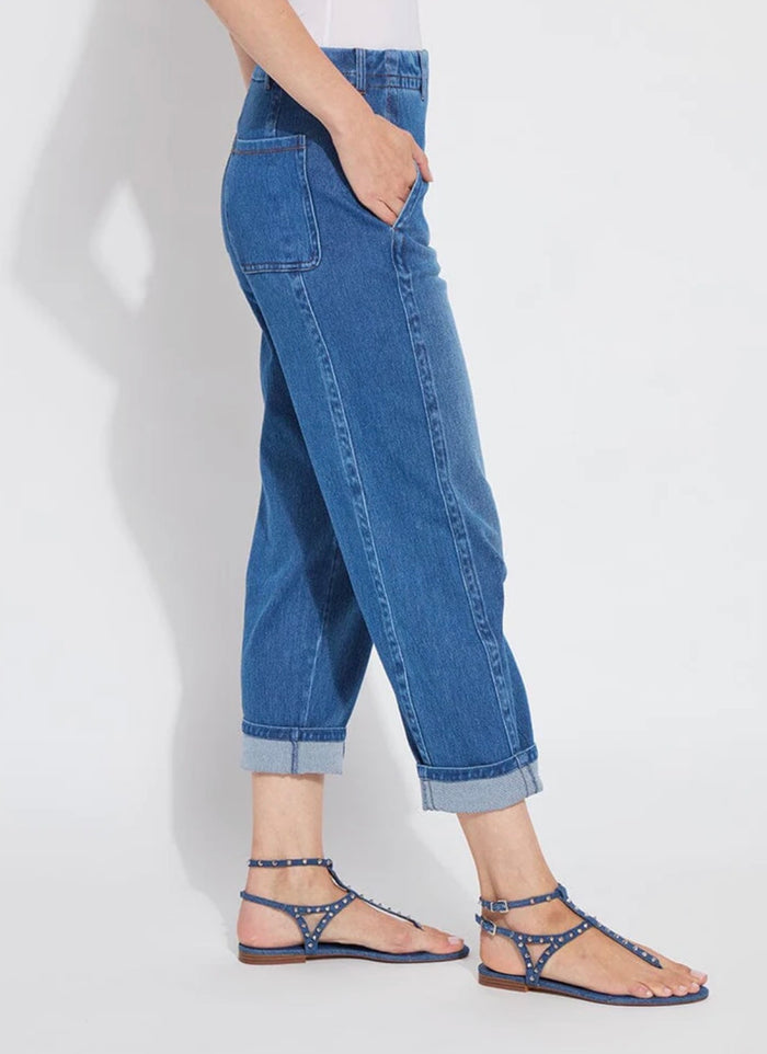 Winslet Cuffed Barrel Crop Denim | Mid Wash
