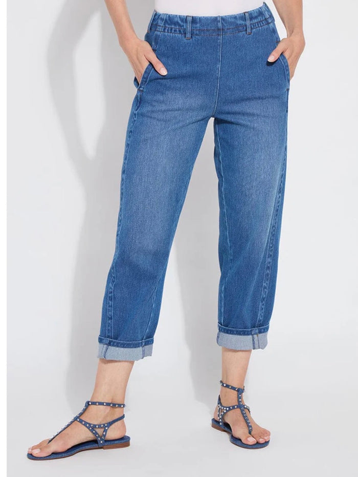 Winslet Cuffed Barrel Crop Denim | Mid Wash