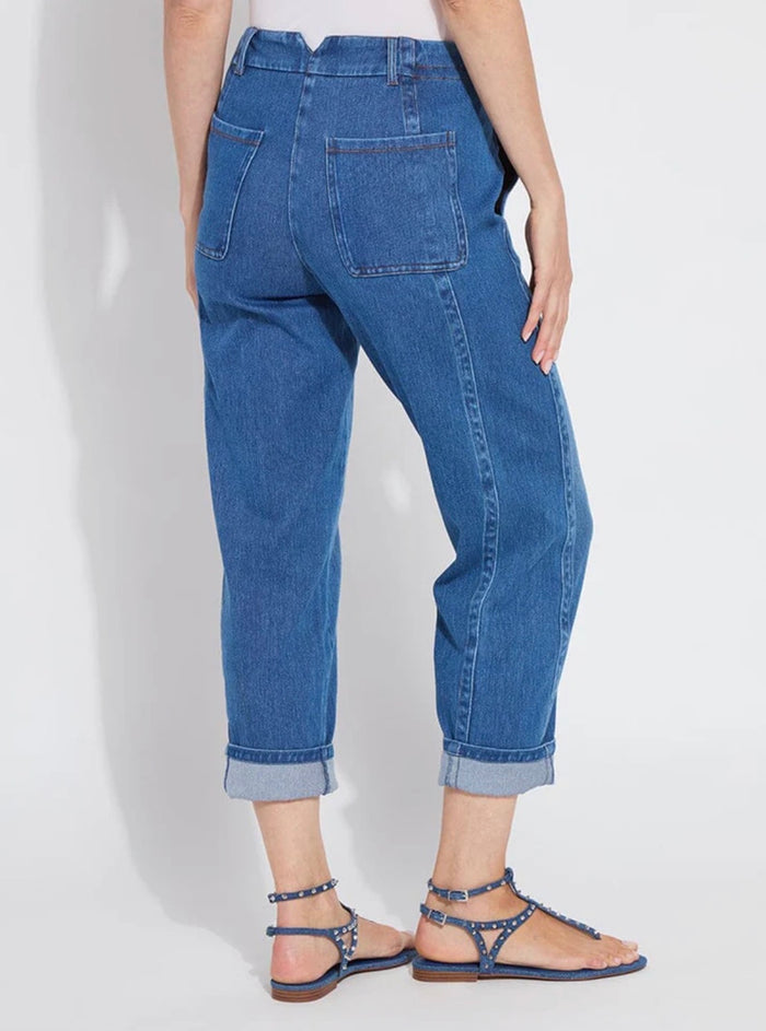 Winslet Cuffed Barrel Crop Denim | Mid Wash